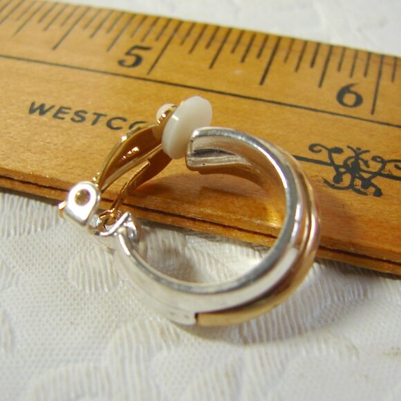 Vtg Sarah B Studio 80s Clip-On EARRINGS x2 Pair: Faux Pearl & Hoop, MOC F97 - Picture 10 of 12